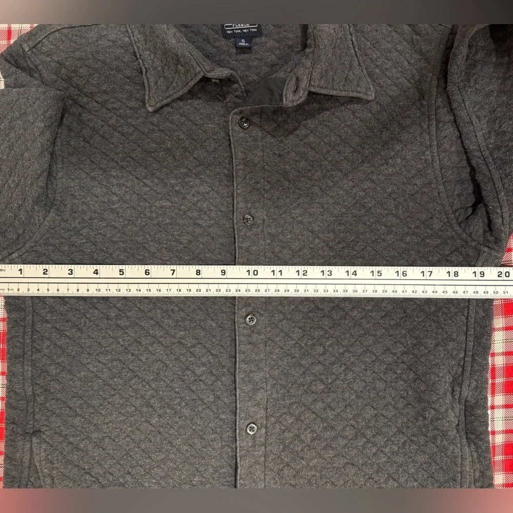 J.Crew Authentic Fleece Quilted Shirt Jacket Mens Small Gray Button Up Shacket